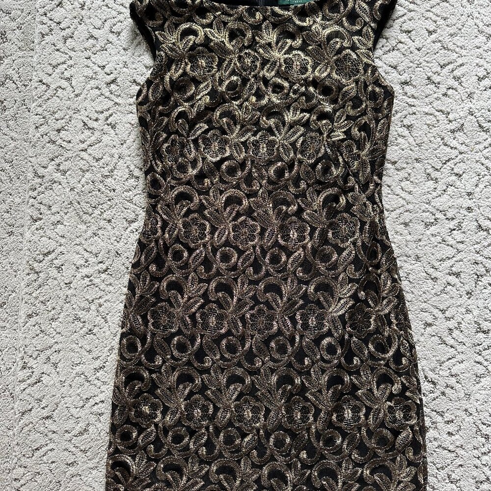 Ralph Lauren Black & Gold Sleeveless Dress